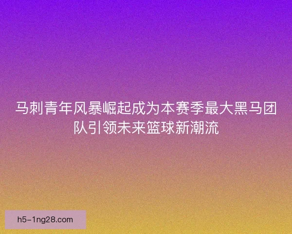 马刺青年风暴崛起成为本赛季最大黑马团队引领未来篮球新潮流